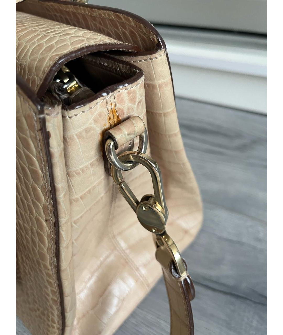 GIORGIO ARMANI Бежевая кожаная сумка с короткими ручками, фото 2