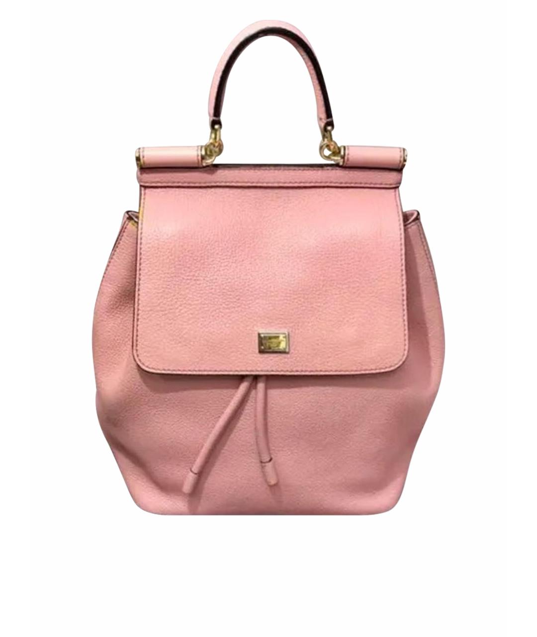 DOLCE&GABBANA Розовый кожаный рюкзак, фото 1