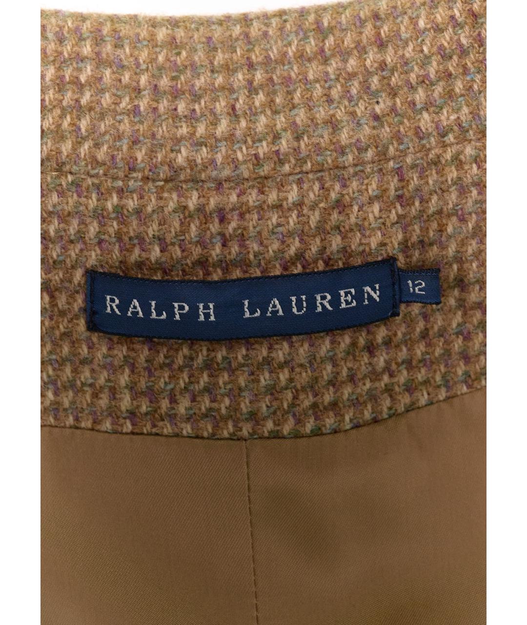 RALPH LAUREN Бежевый шерстяной жакет/пиджак, фото 3