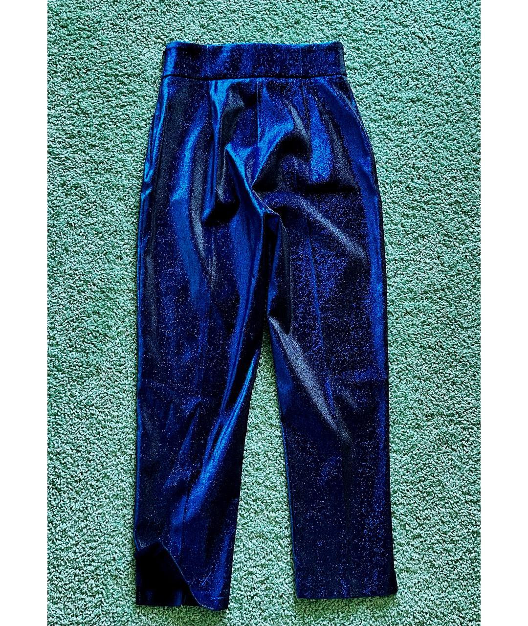 ELISABETTA FRANCHI Темно-синие хлопковые брюки узкие, фото 2