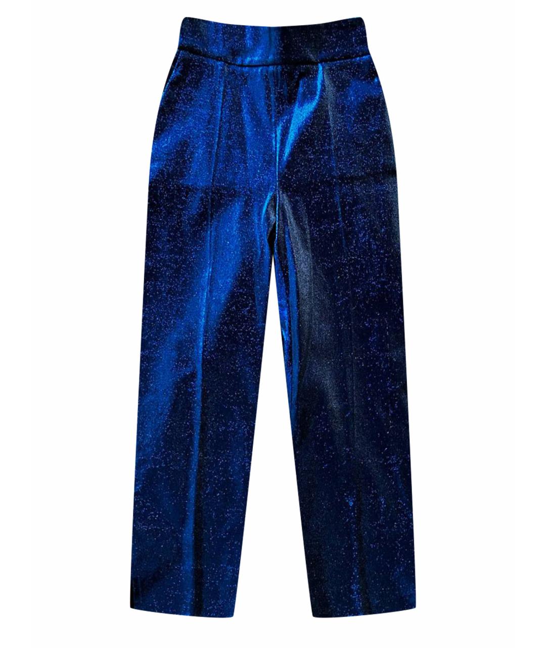 ELISABETTA FRANCHI Темно-синие хлопковые брюки узкие, фото 1
