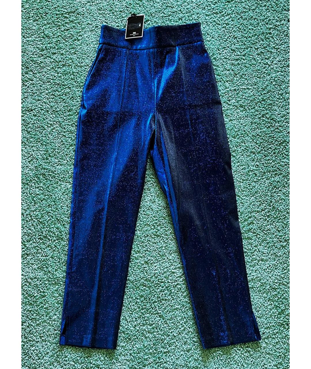 ELISABETTA FRANCHI Темно-синие хлопковые брюки узкие, фото 8