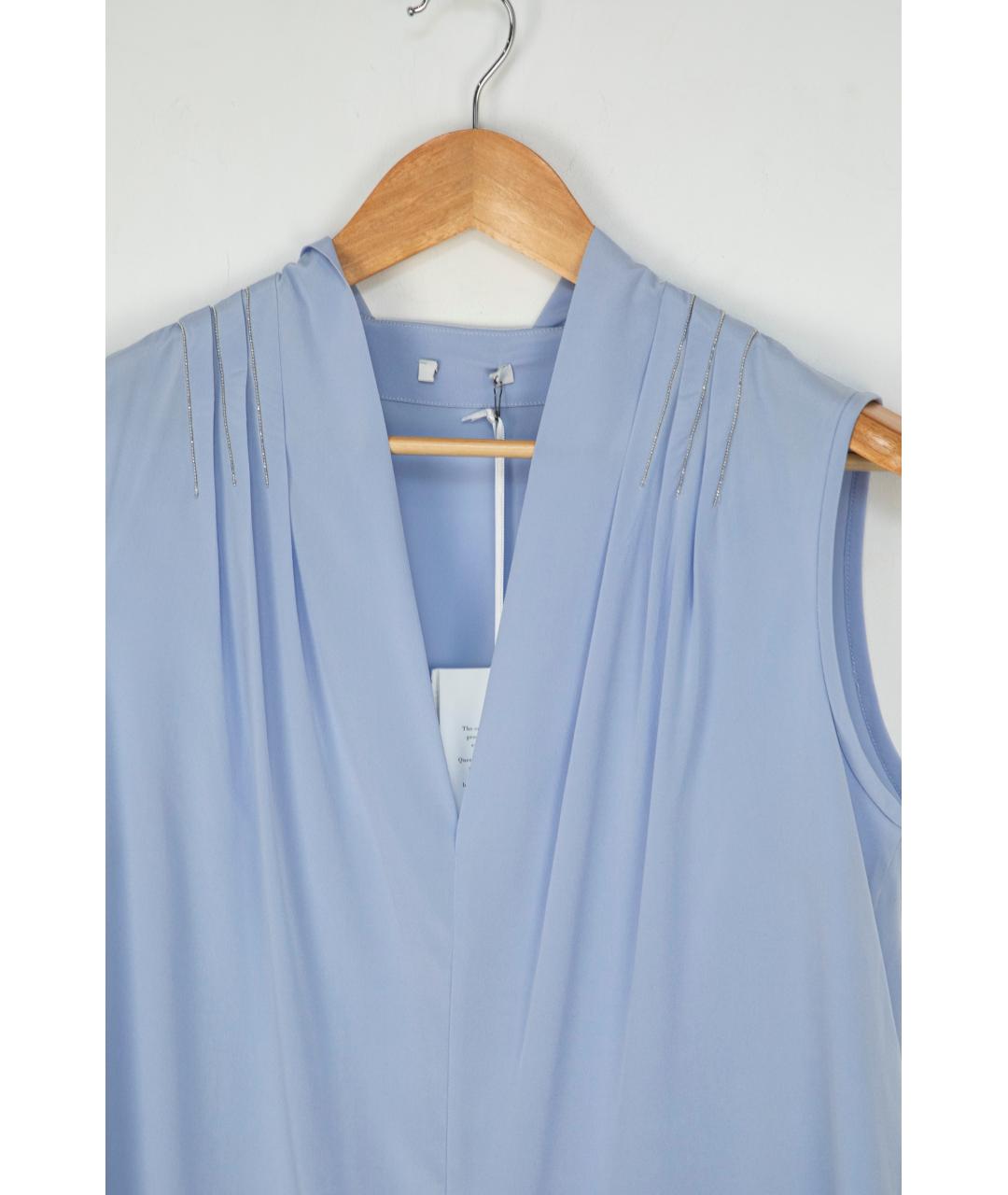PESERICO Голубая шелковая блузы, фото 3