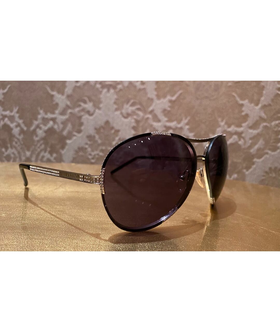 VALENTINO Серебряные металлические солнцезащитные очки, фото 2