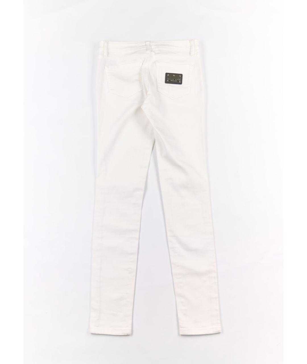 PHILIPP PLEIN Белые хлопко-эластановые джинсы слим, фото 2