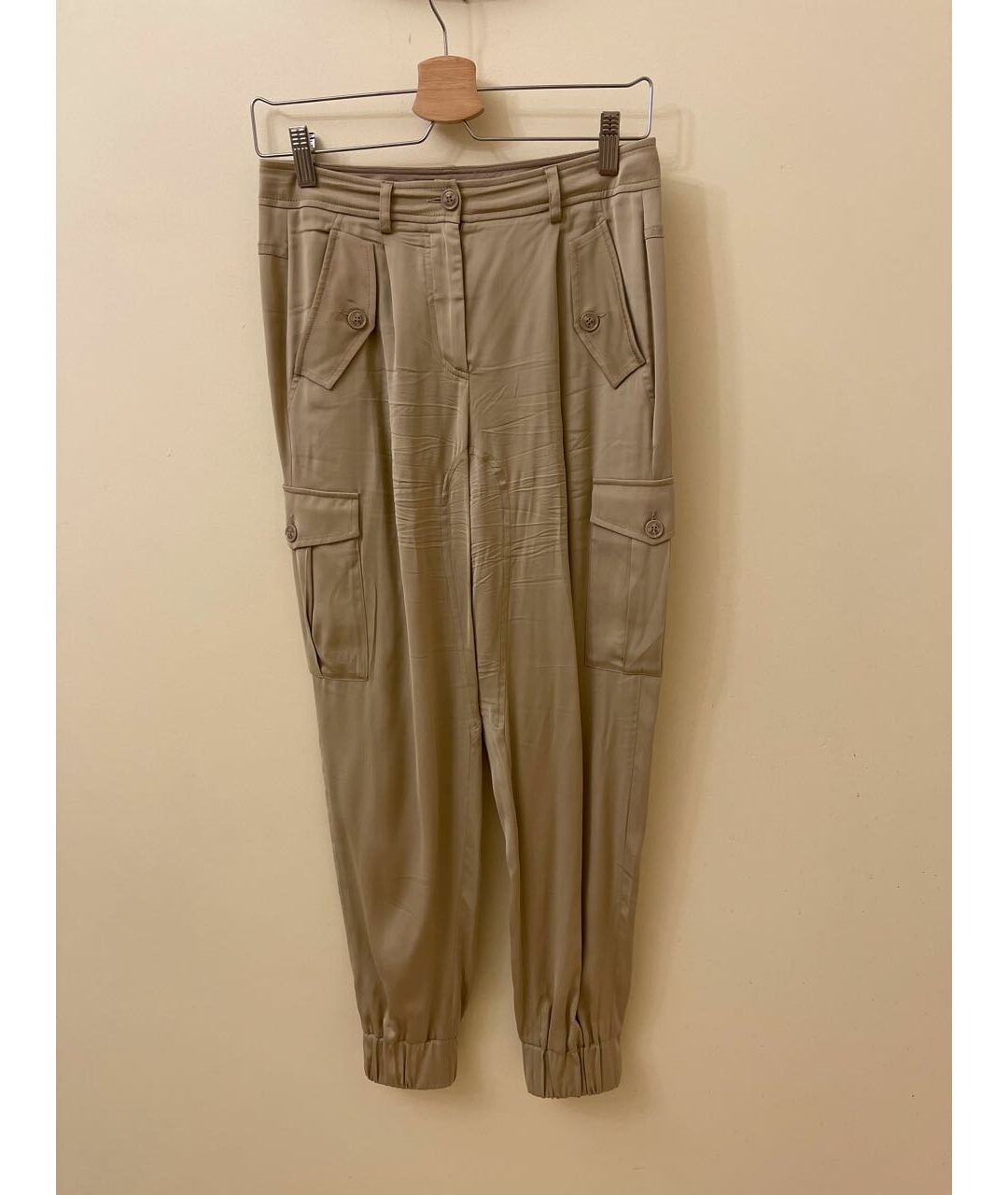 BOUTIQUE MOSCHINO Бежевые вискозные прямые брюки, фото 5