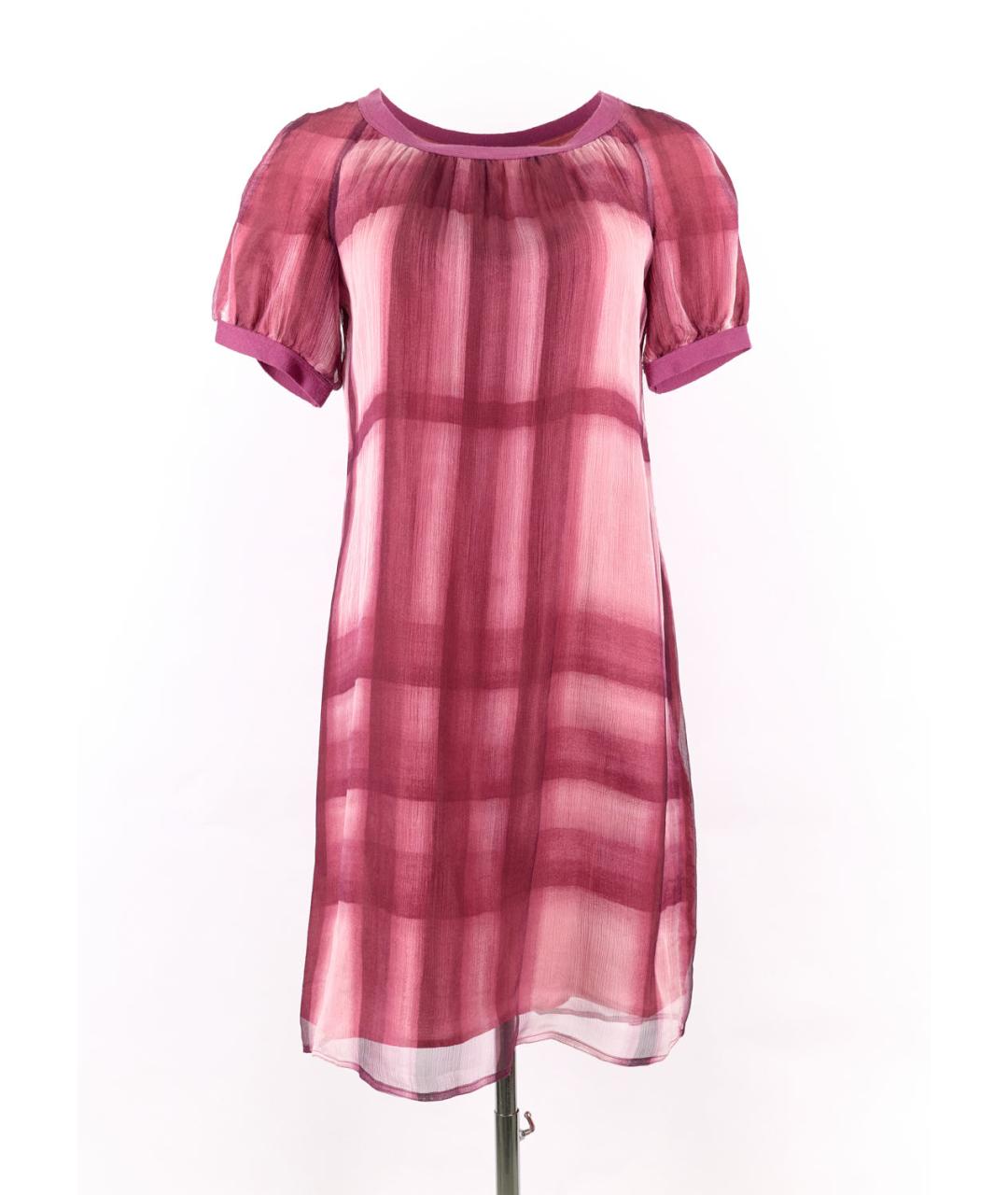 BURBERRY Розовое шелковое коктейльное платье, фото 5