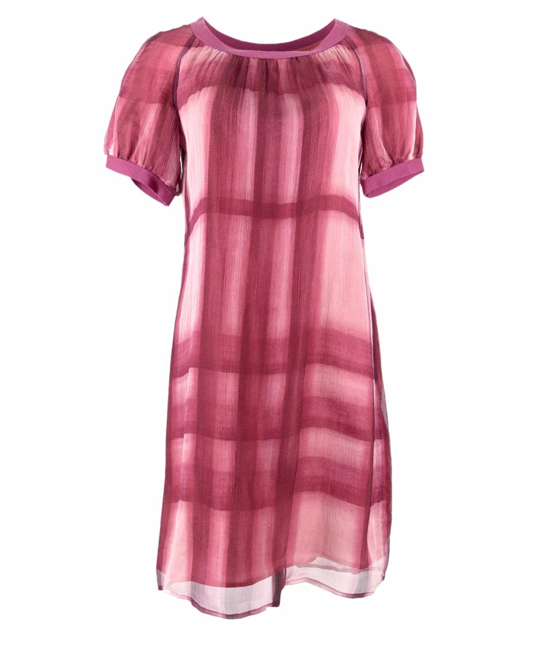 BURBERRY Розовое шелковое коктейльное платье, фото 1