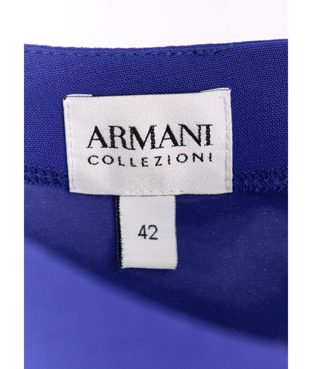 ARMANI COLLEZIONI Синее шерстяное коктейльное платье, фото 3
