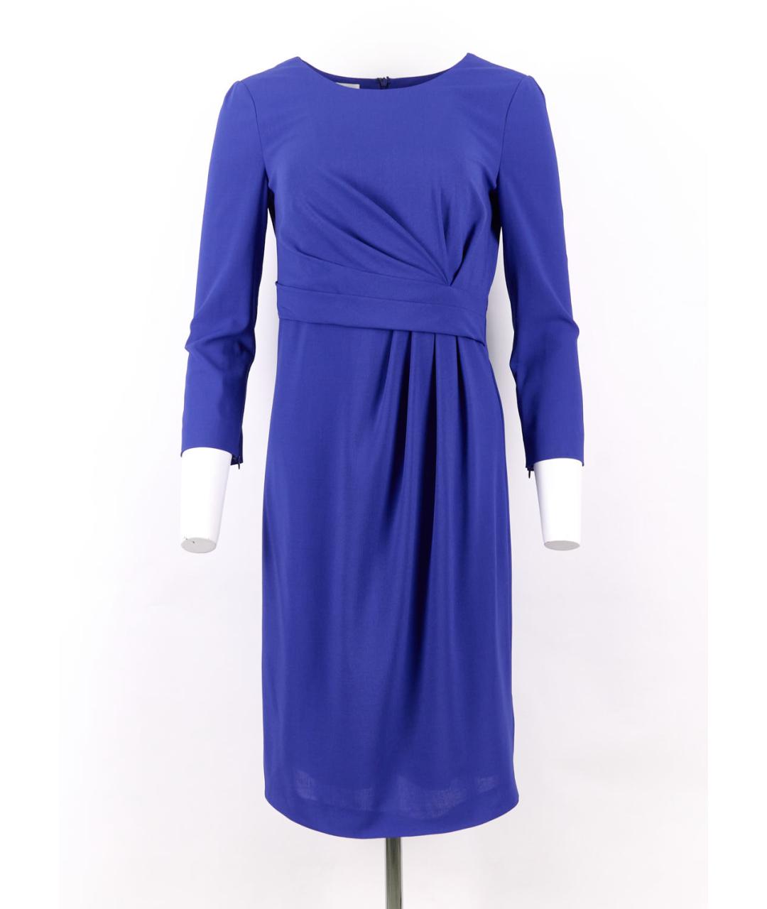 ARMANI COLLEZIONI Синее шерстяное коктейльное платье, фото 5