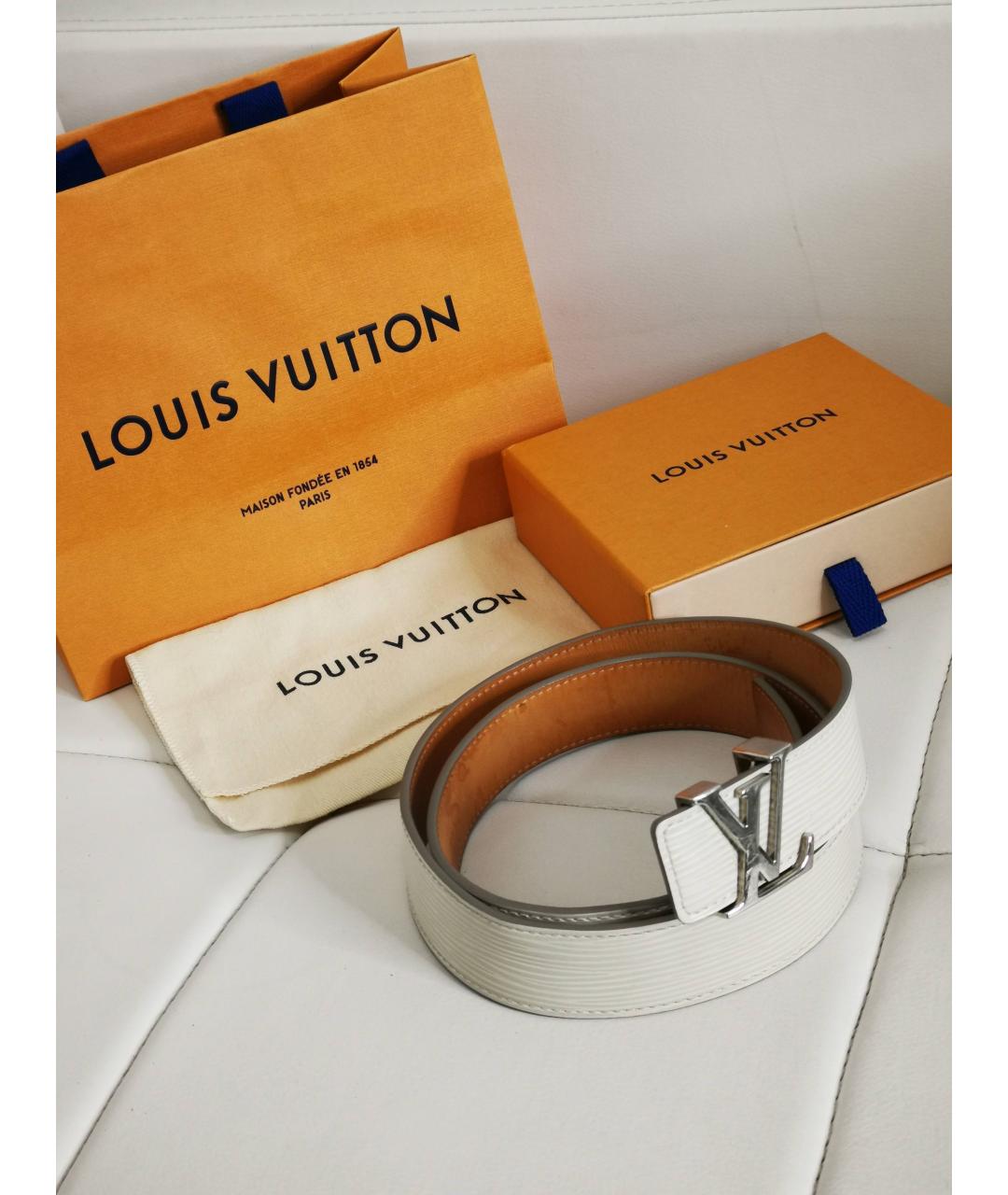 LOUIS VUITTON Белый кожаный ремень, фото 6