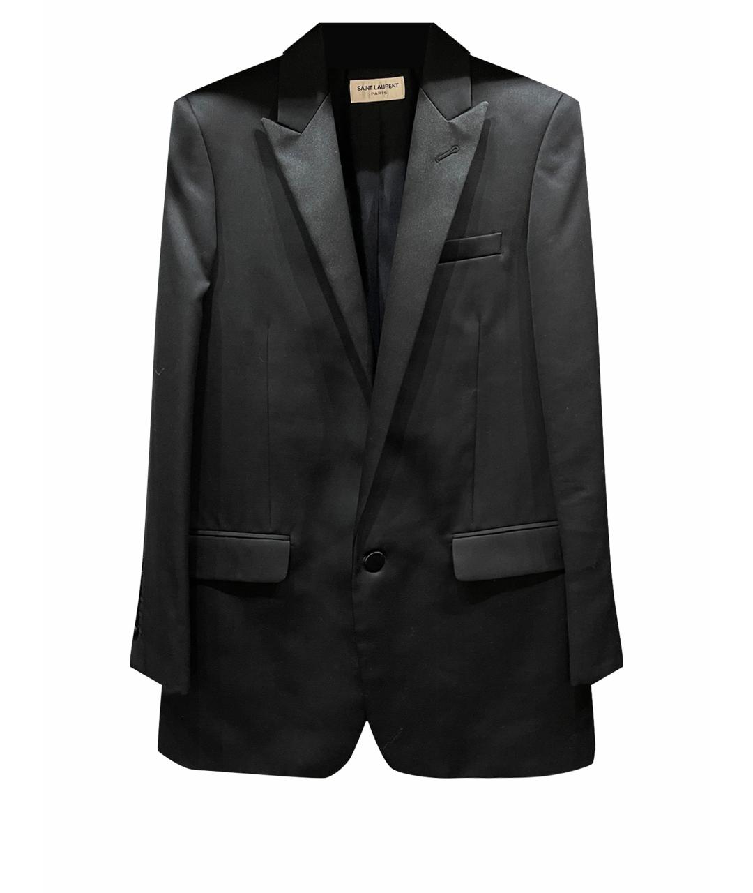 SAINT LAURENT Черный шелковый жакет/пиджак, фото 1