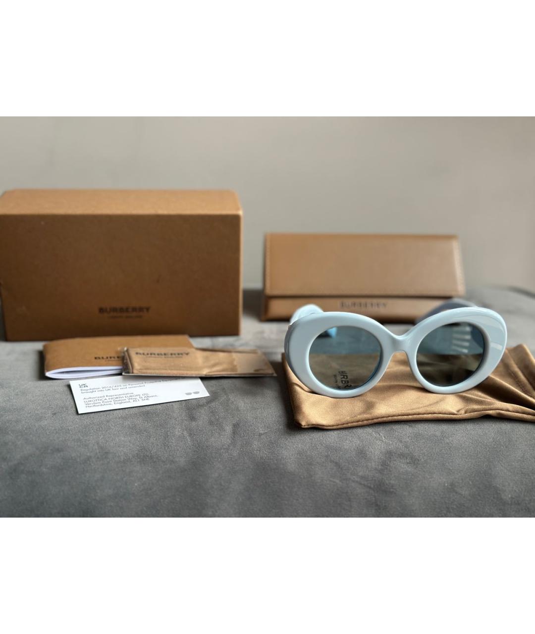 BURBERRY Голубые пластиковые солнцезащитные очки, фото 7