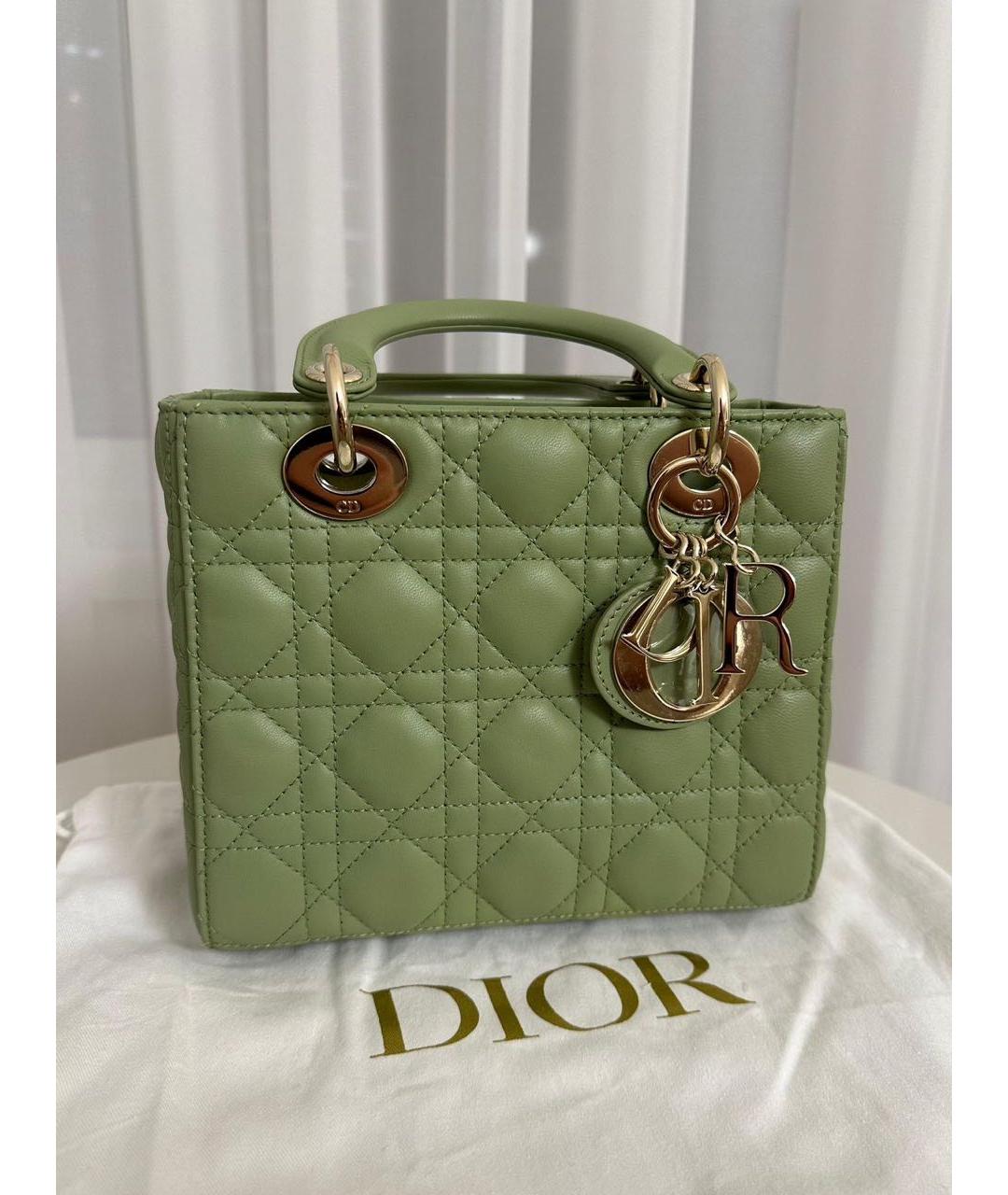 CHRISTIAN DIOR PRE-OWNED Зеленая кожаная сумка с короткими ручками, фото 5