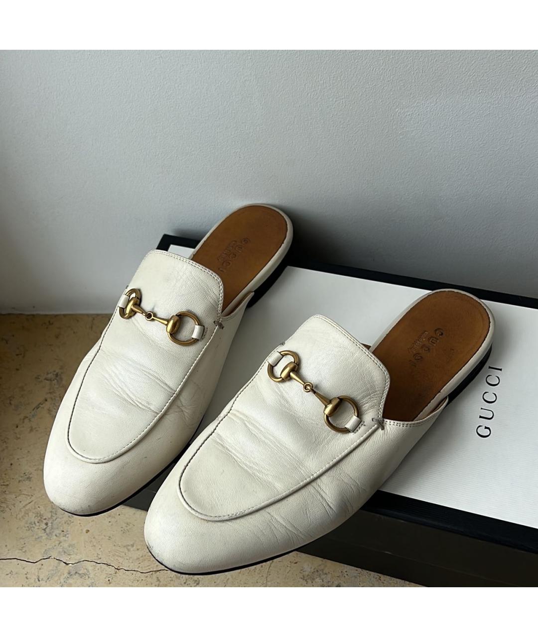 GUCCI Белые кожаные мюли, фото 5