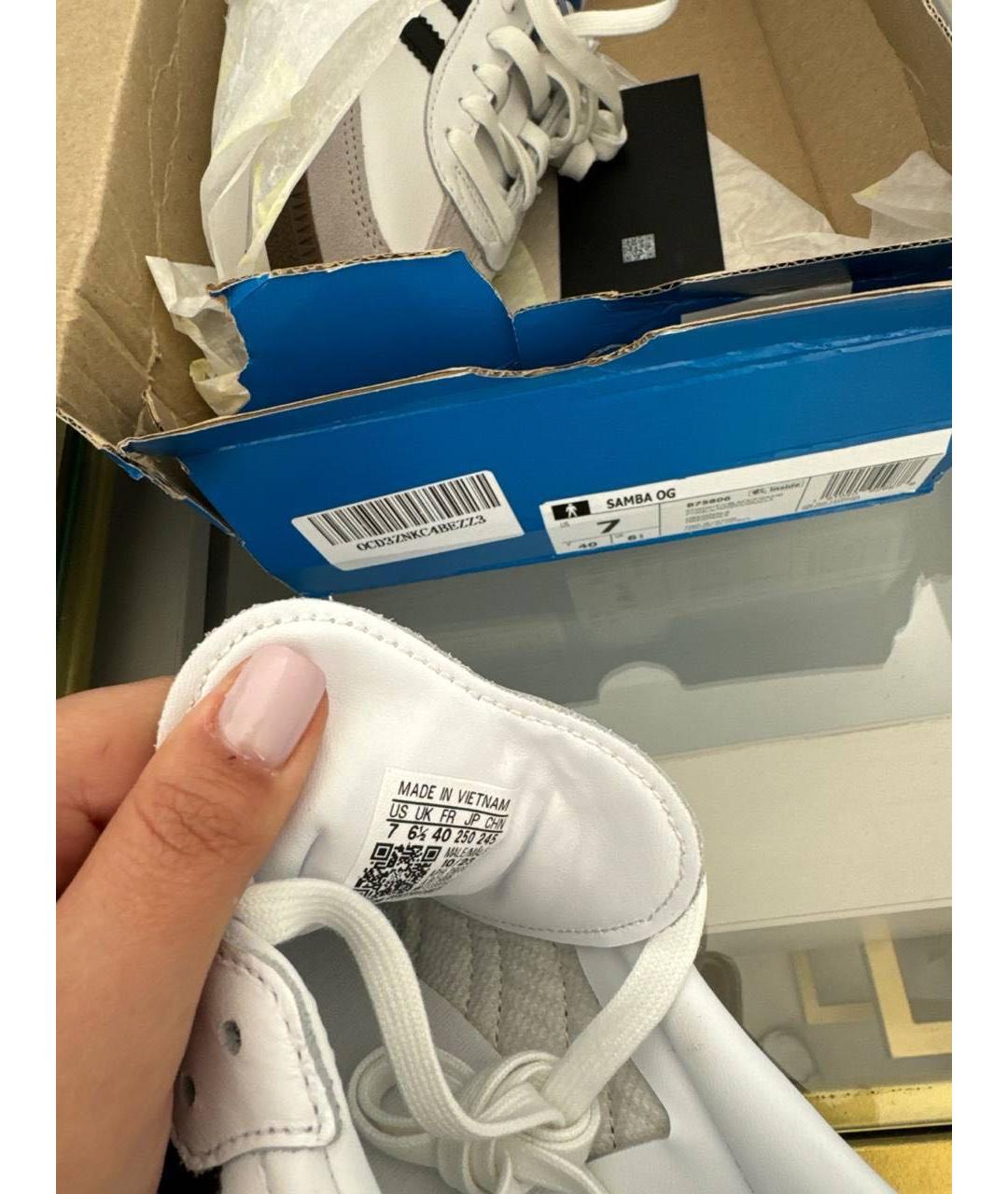 ADIDAS Белые кожаные кроссовки, фото 5