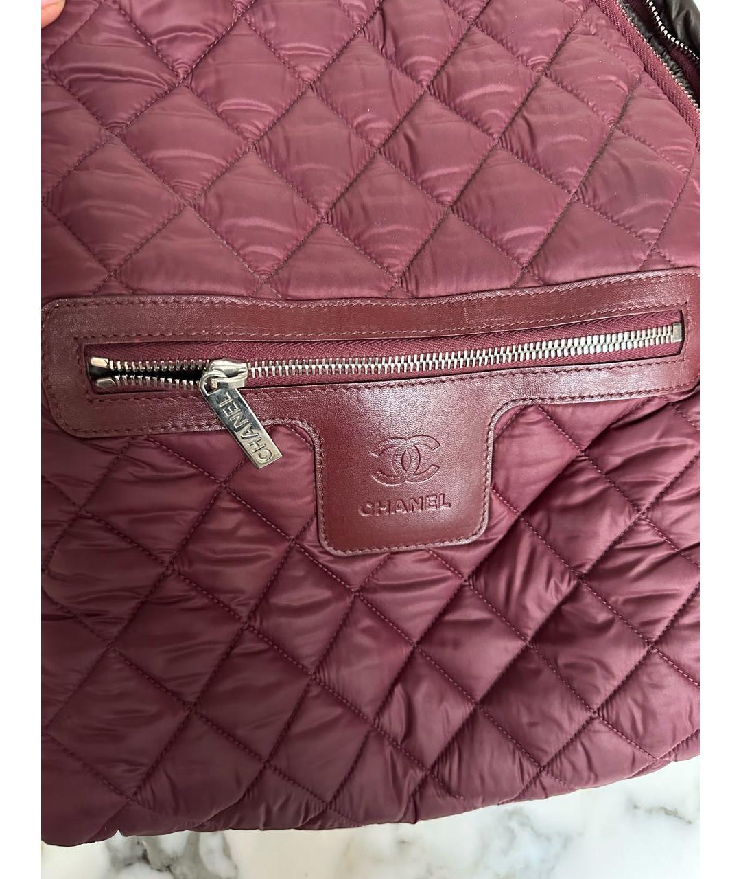 CHANEL Бордовый тканевый рюкзак, фото 4