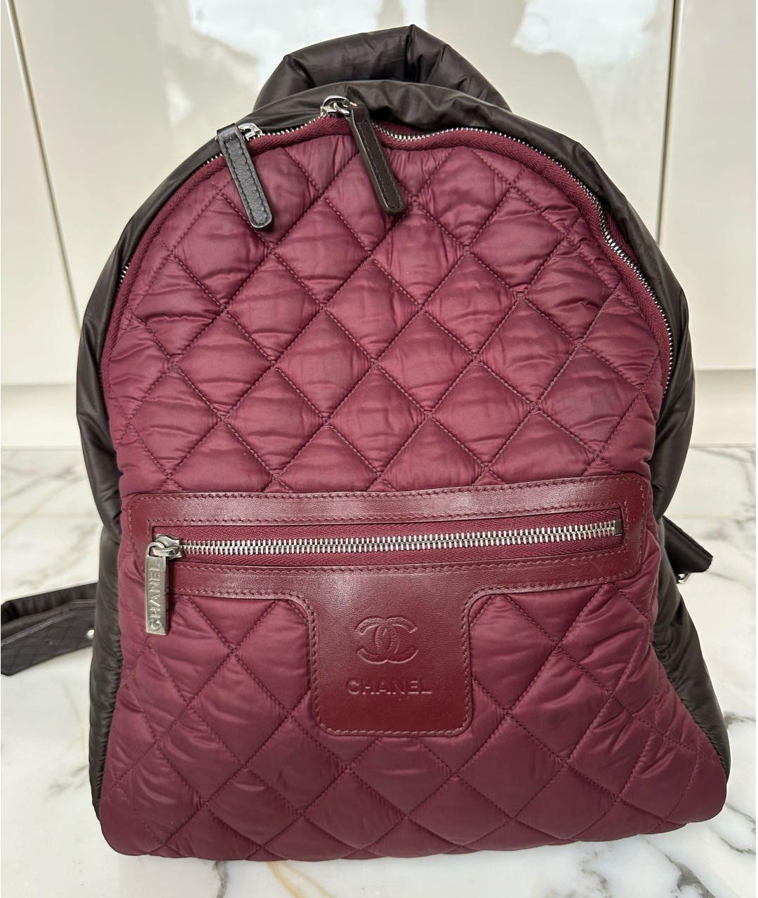CHANEL Бордовый тканевый рюкзак, фото 7