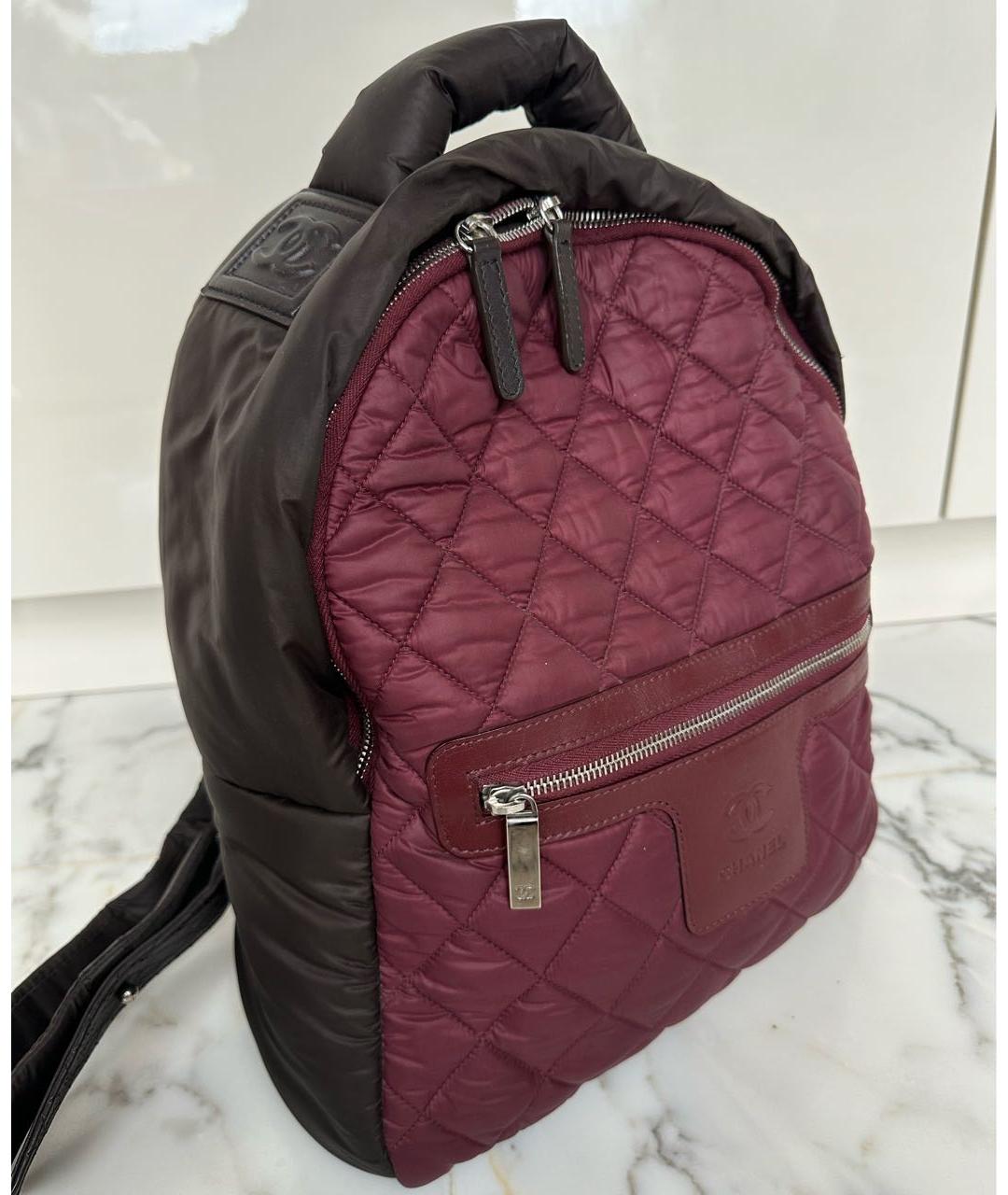 CHANEL Бордовый тканевый рюкзак, фото 2