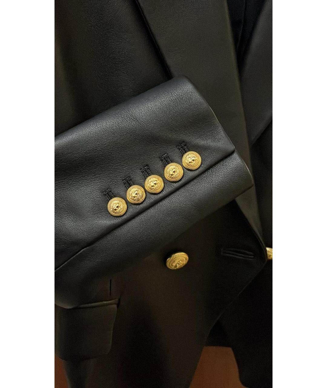 BALMAIN Черный кожаный жакет/пиджак, фото 3