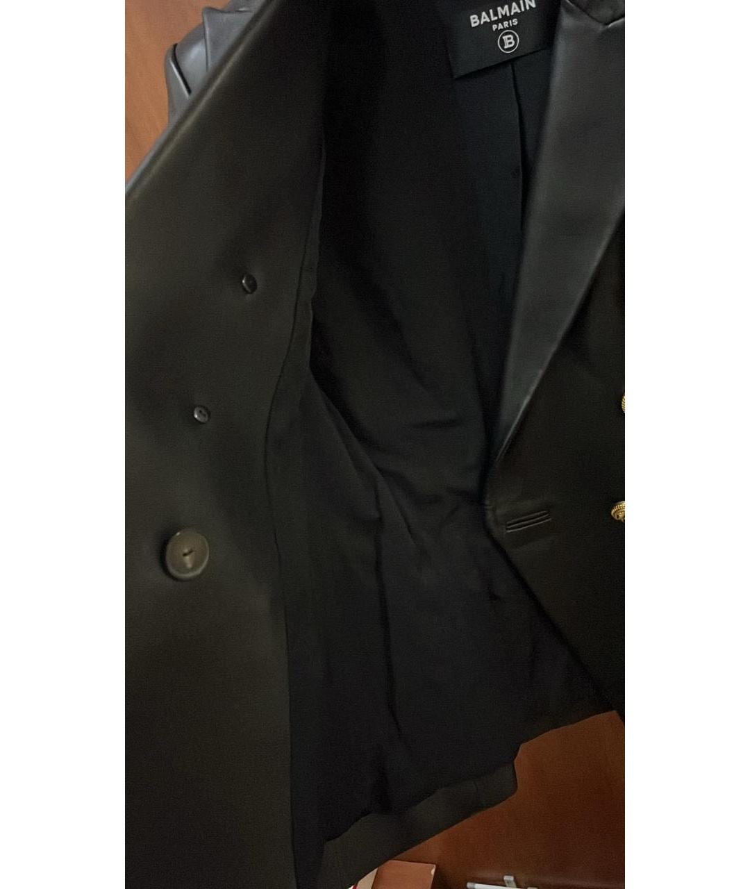 BALMAIN Черный кожаный жакет/пиджак, фото 4