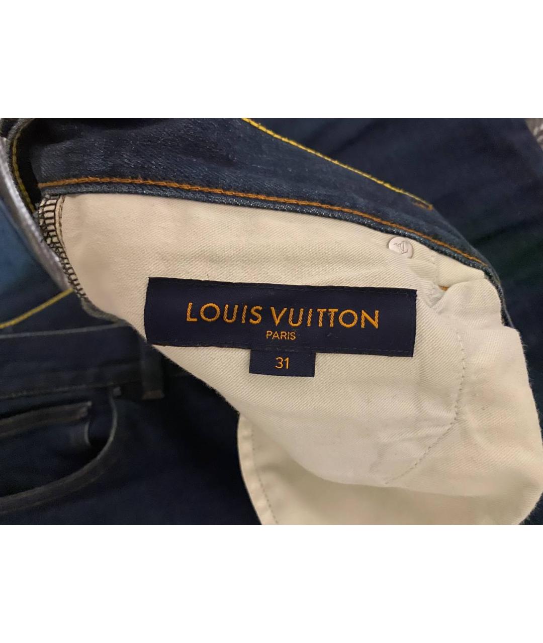 LOUIS VUITTON PRE-OWNED Бирюзовые хлопко-эластановые джинсы скинни, фото 3