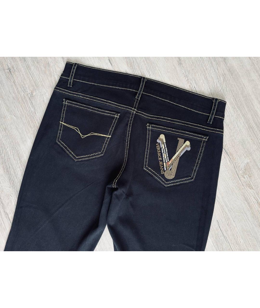 VERSACE JEANS COUTURE Черные хлопко-эластановые джинсы слим, фото 5