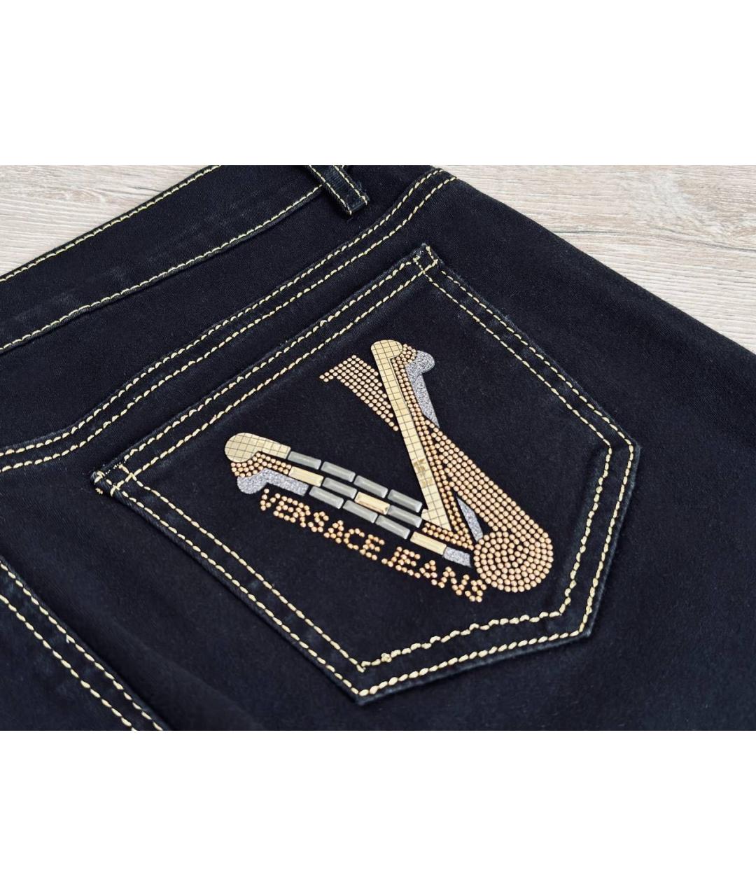 VERSACE JEANS COUTURE Черные хлопко-эластановые джинсы слим, фото 4