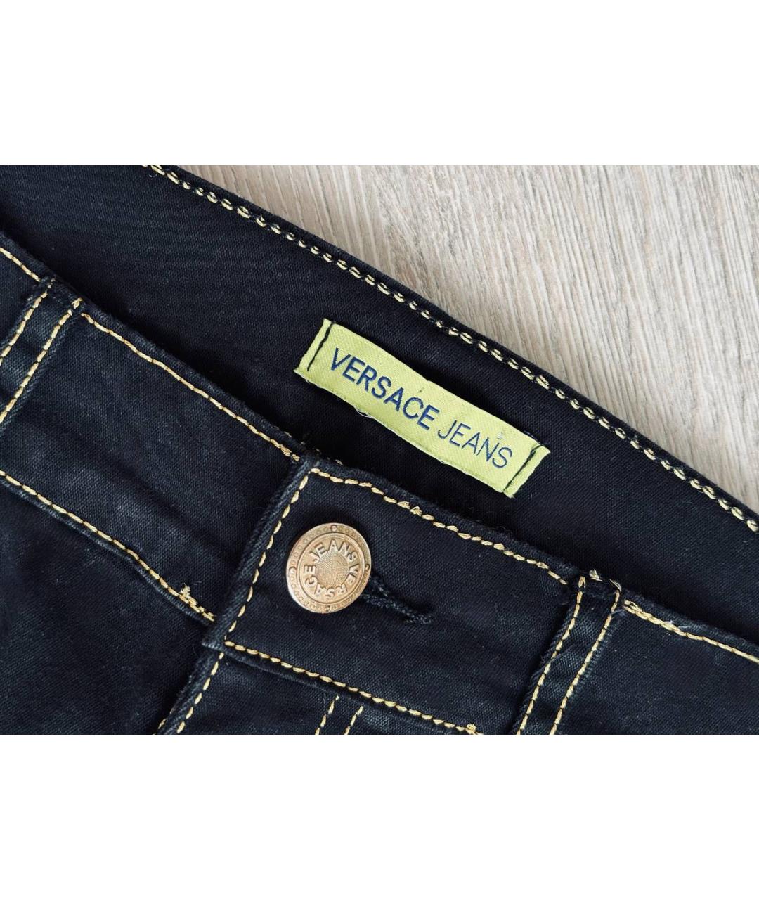 VERSACE JEANS COUTURE Черные хлопко-эластановые джинсы слим, фото 3