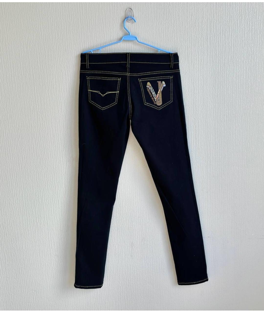 VERSACE JEANS COUTURE Черные хлопко-эластановые джинсы слим, фото 2
