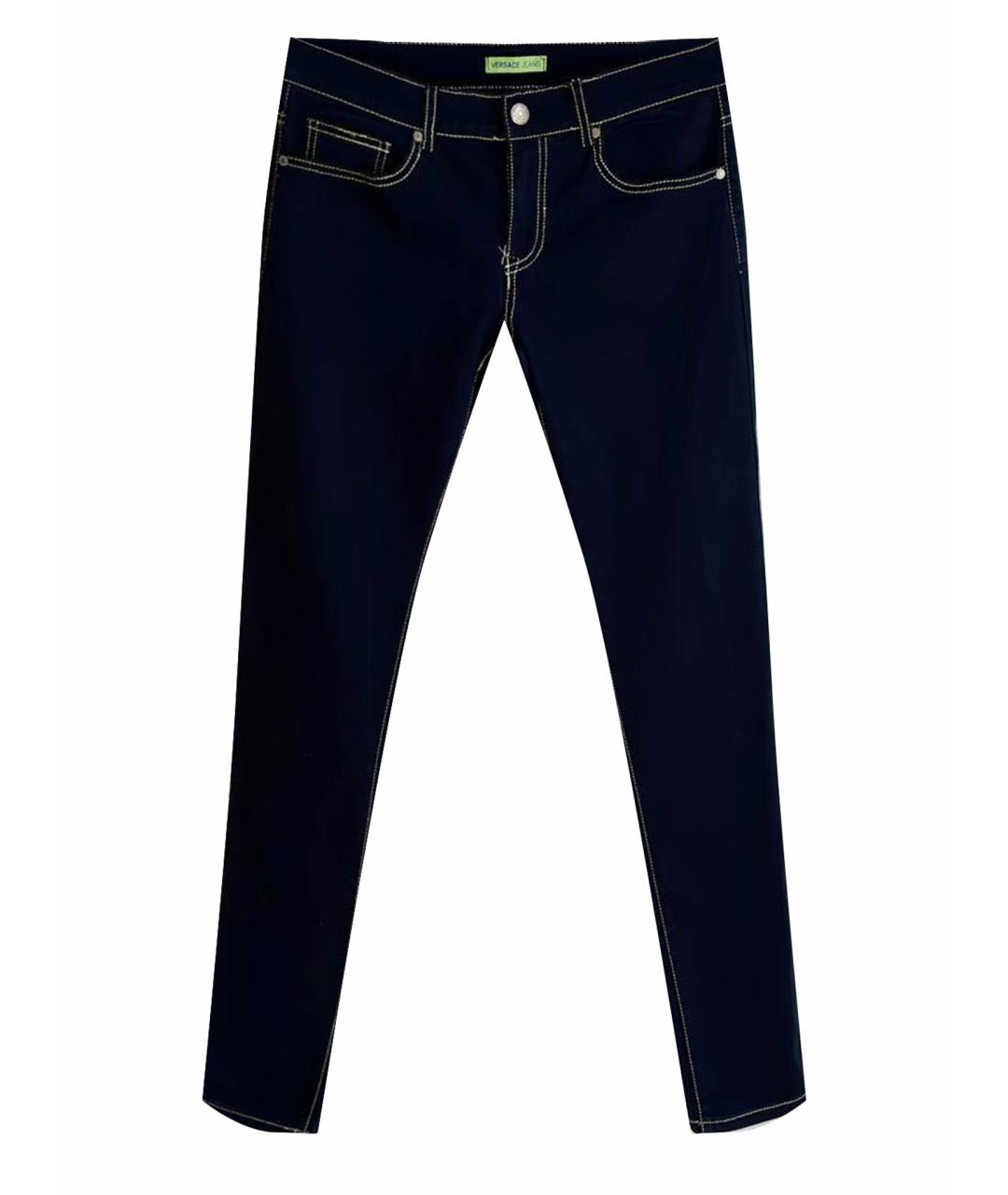 VERSACE JEANS COUTURE Черные хлопко-эластановые джинсы слим, фото 1