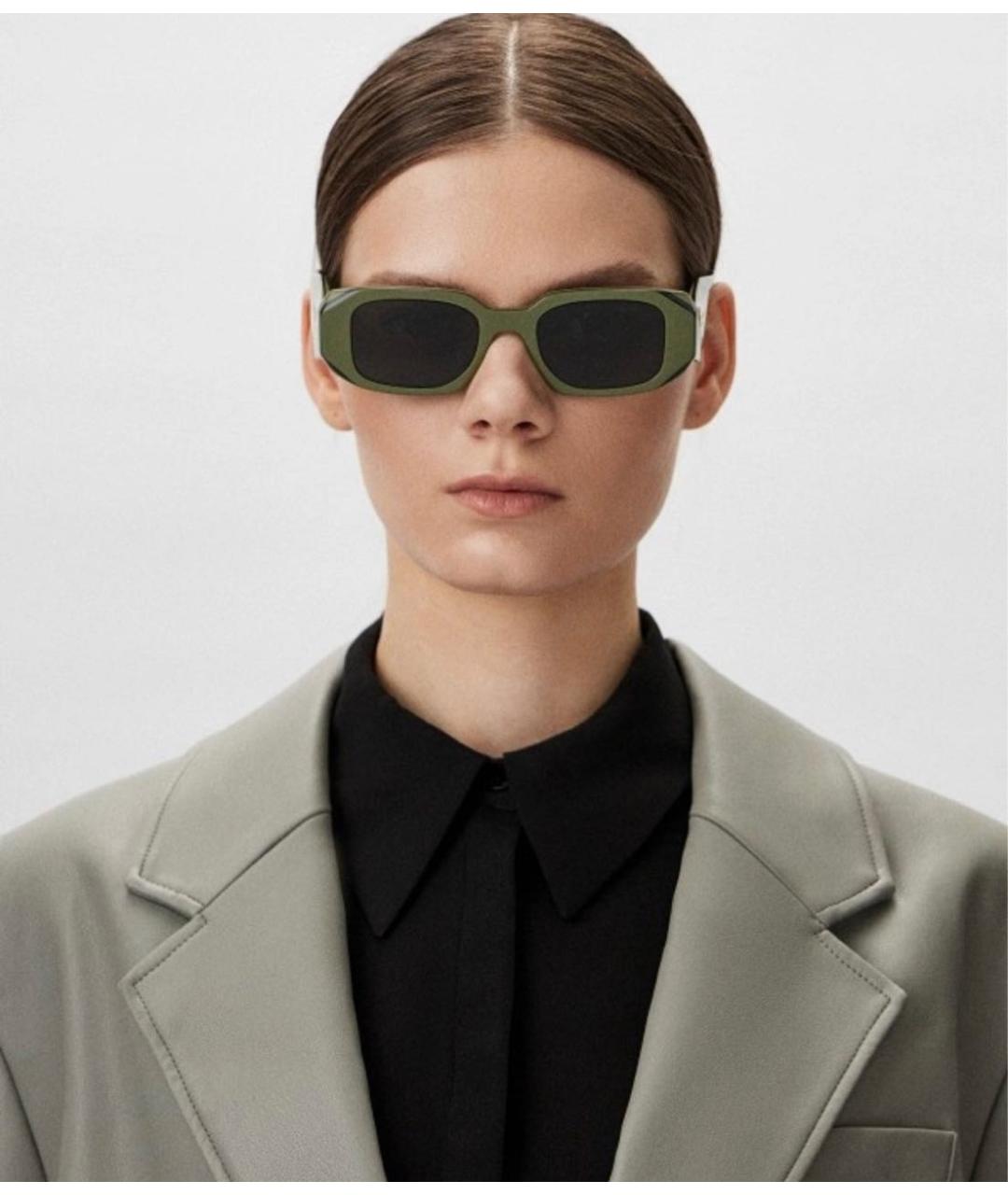 PRADA Зеленые пластиковые солнцезащитные очки, фото 2