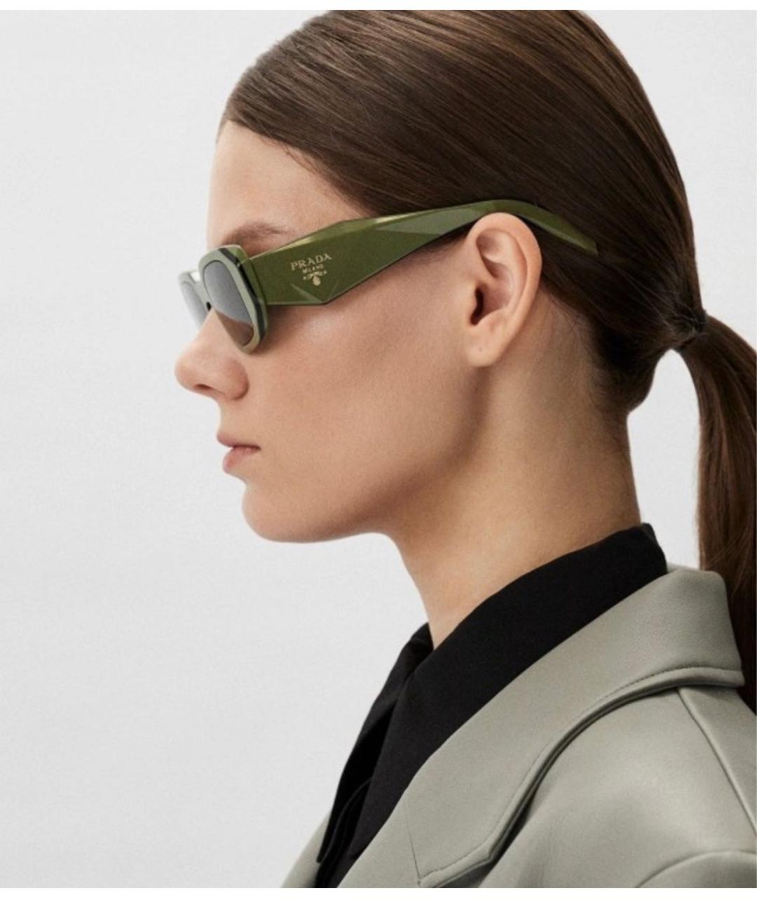 PRADA Зеленые пластиковые солнцезащитные очки, фото 4