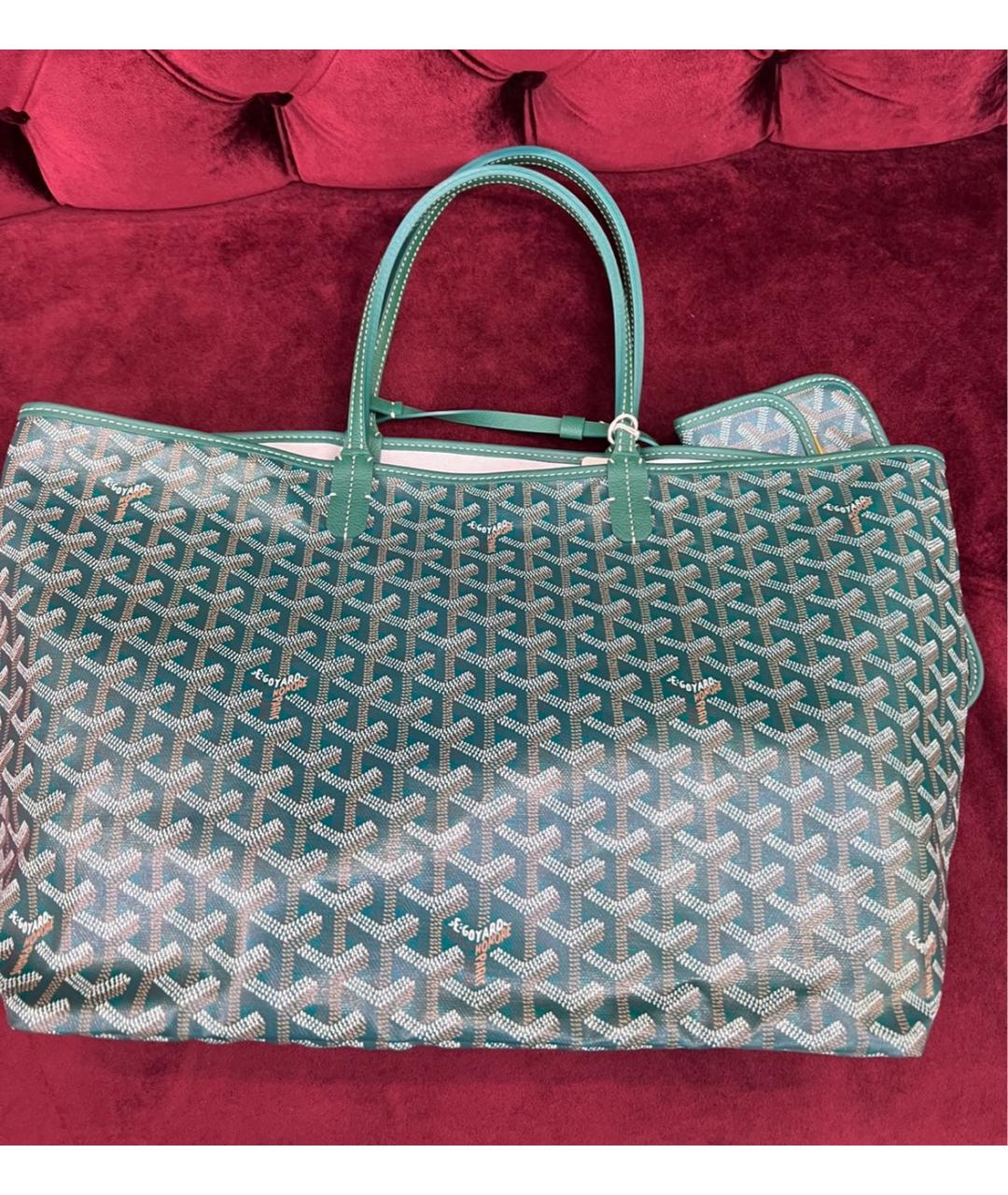 GOYARD Зеленая кожаная сумка тоут, фото 5