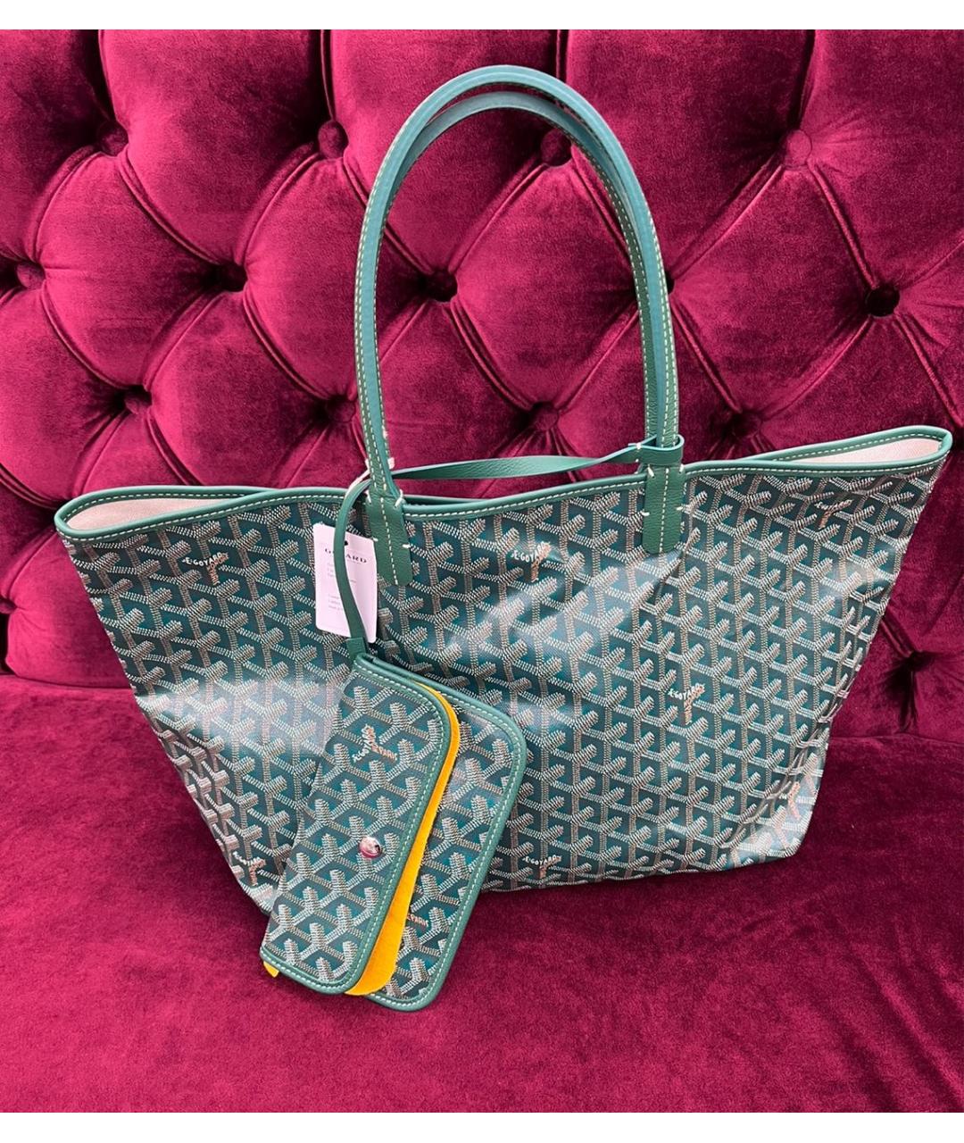 GOYARD Зеленая кожаная сумка тоут, фото 6