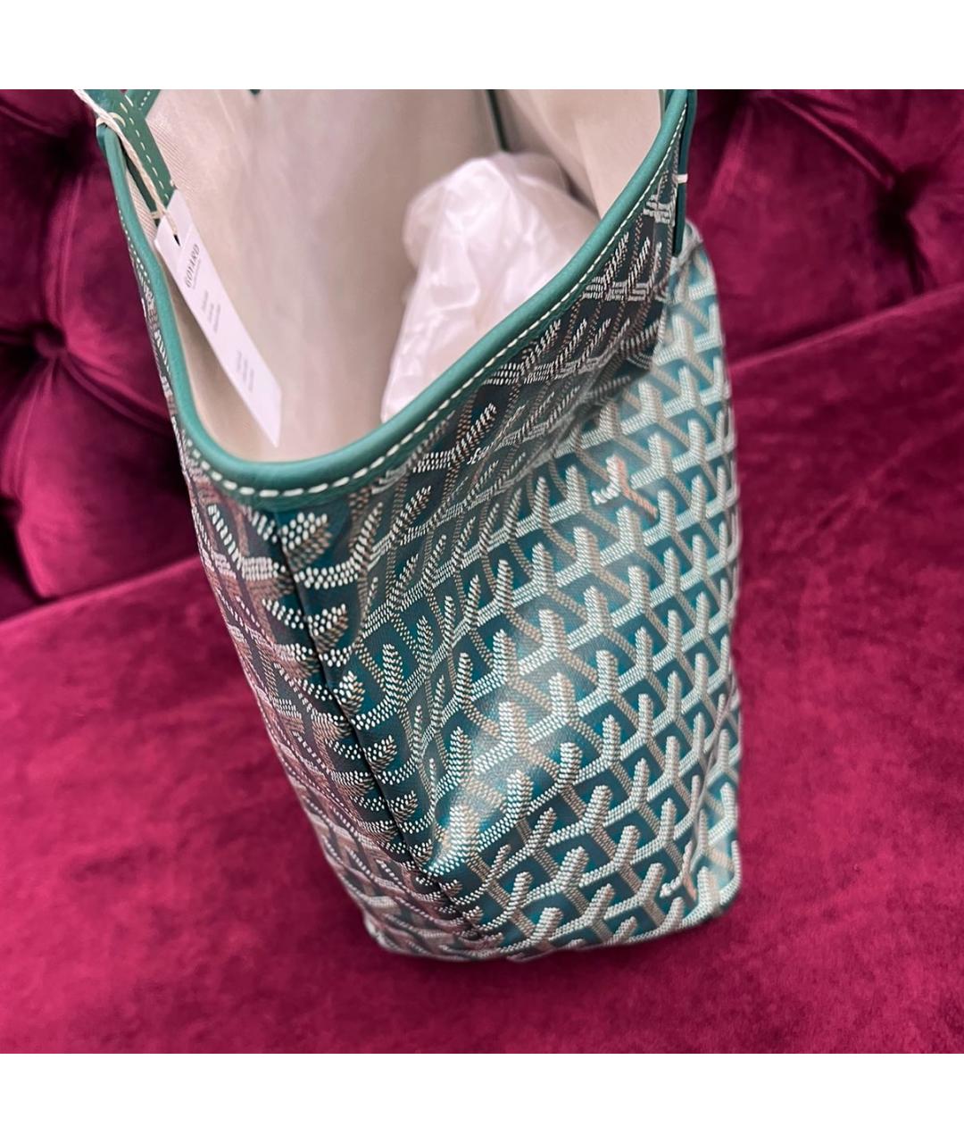 GOYARD Зеленая кожаная сумка тоут, фото 3
