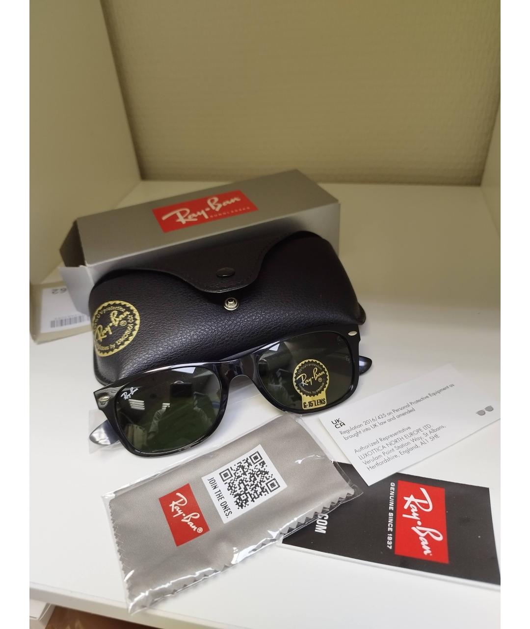 RAY BAN Черные пластиковые солнцезащитные очки, фото 4