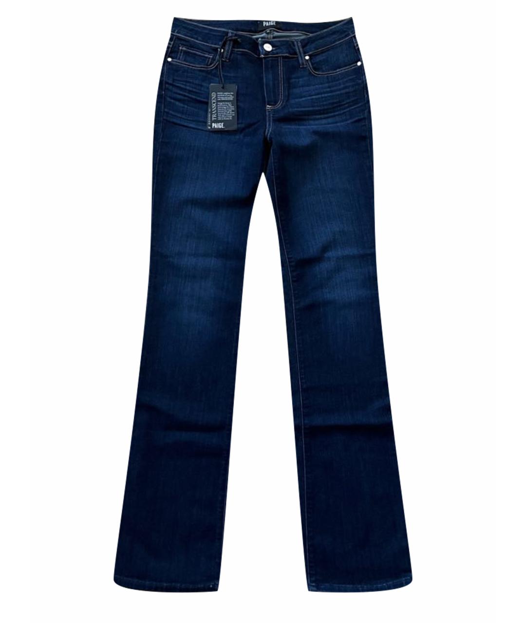 PAIGE Темно-синие хлопковые джинсы клеш, фото 1