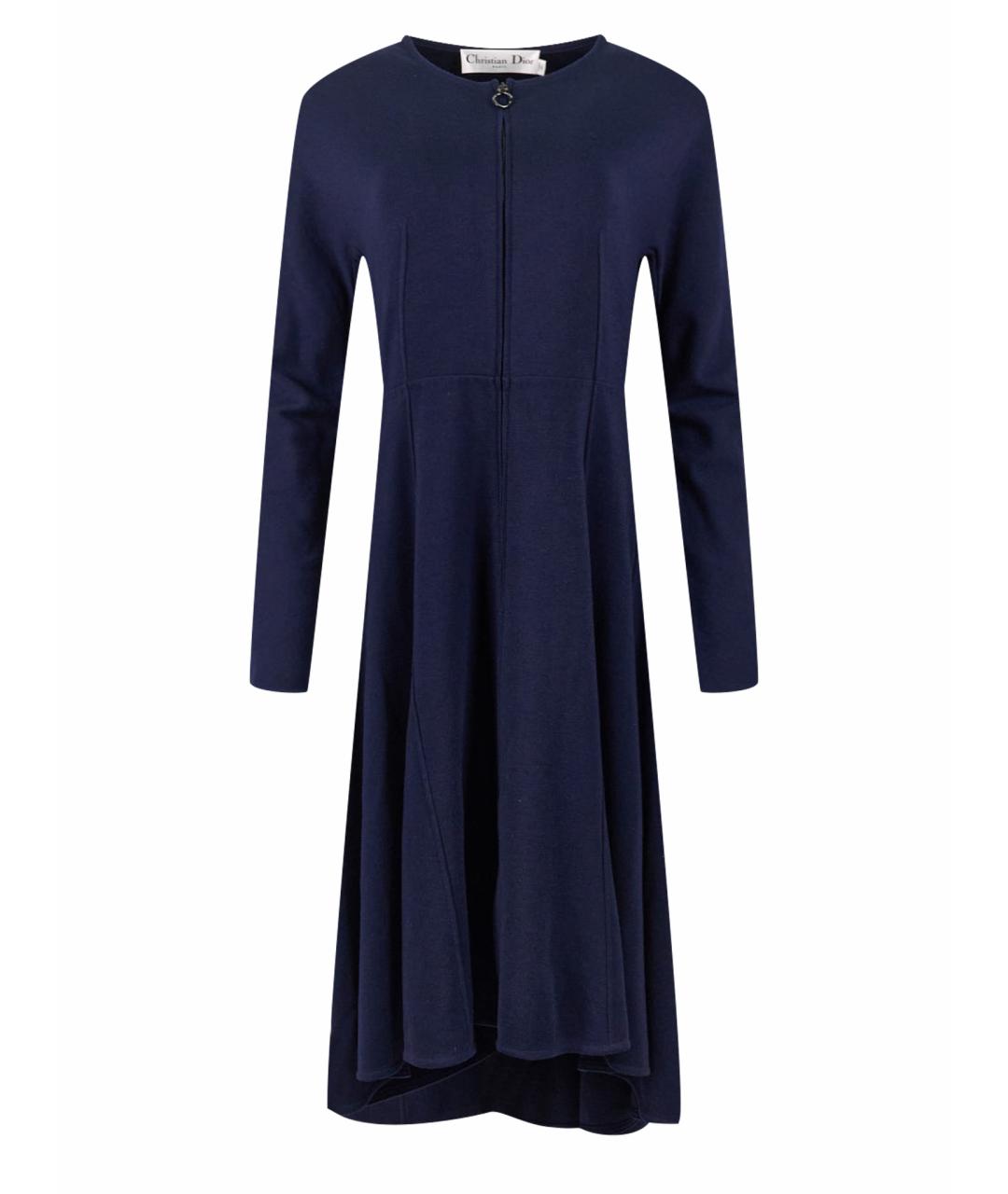 CHRISTIAN DIOR Темно-синее шерстяное вечернее платье, фото 1
