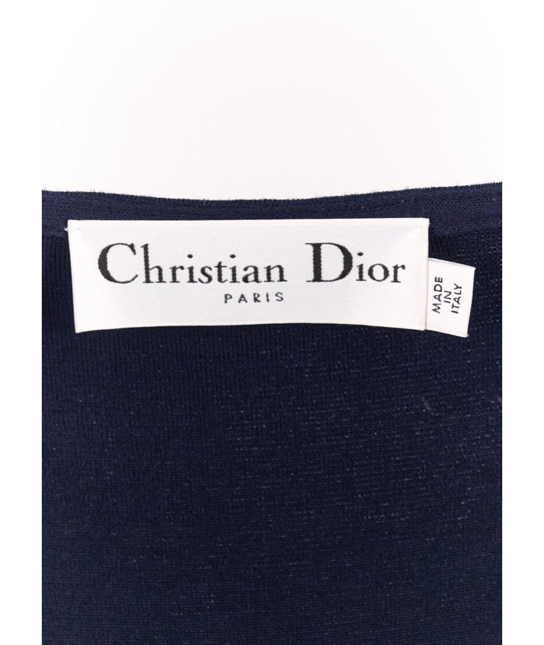 CHRISTIAN DIOR Темно-синее шерстяное вечернее платье, фото 3