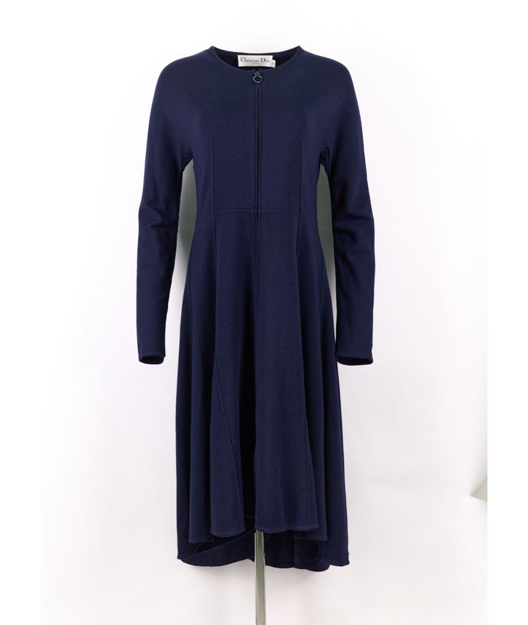 CHRISTIAN DIOR Темно-синее шерстяное вечернее платье, фото 5