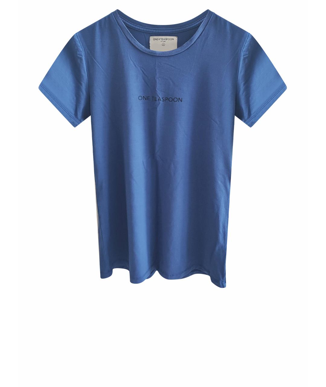 ONE TEASPOON Синяя вискозная футболка, фото 1