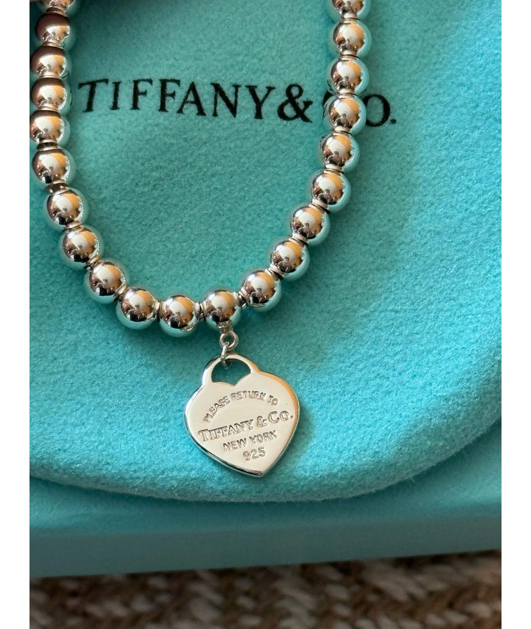 TIFFANY&CO Бордовый серебряный браслет, фото 6