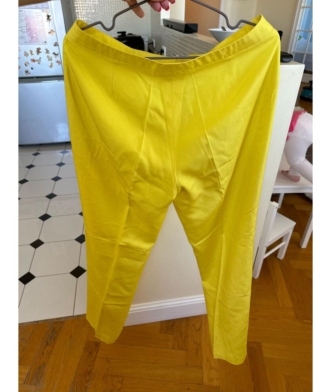 AGNONA Желтые шелковые прямые брюки, фото 2