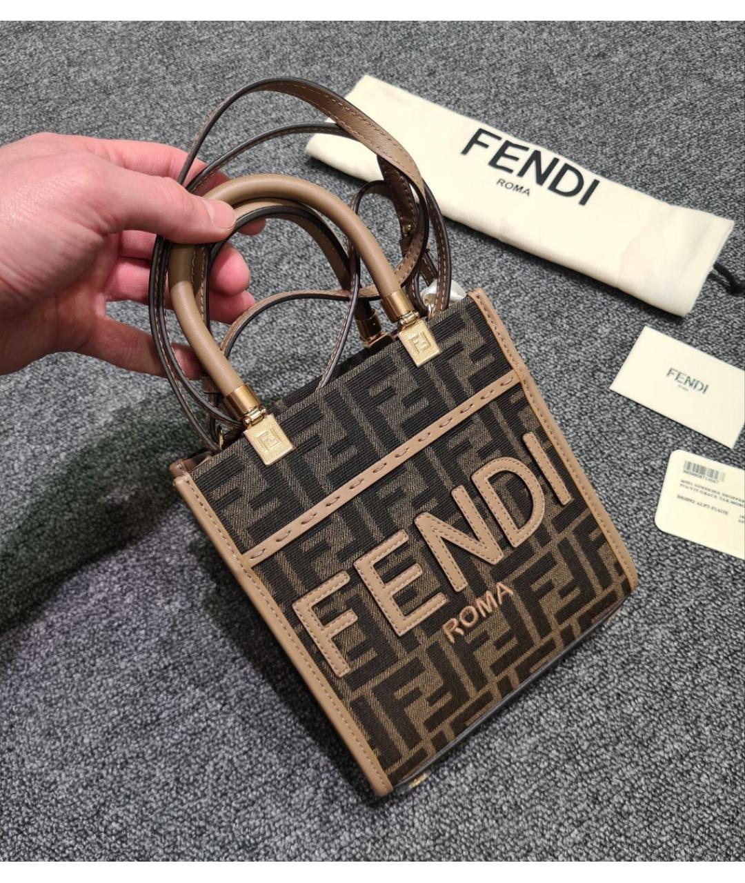 FENDI Коричневая сумка тоут, фото 5