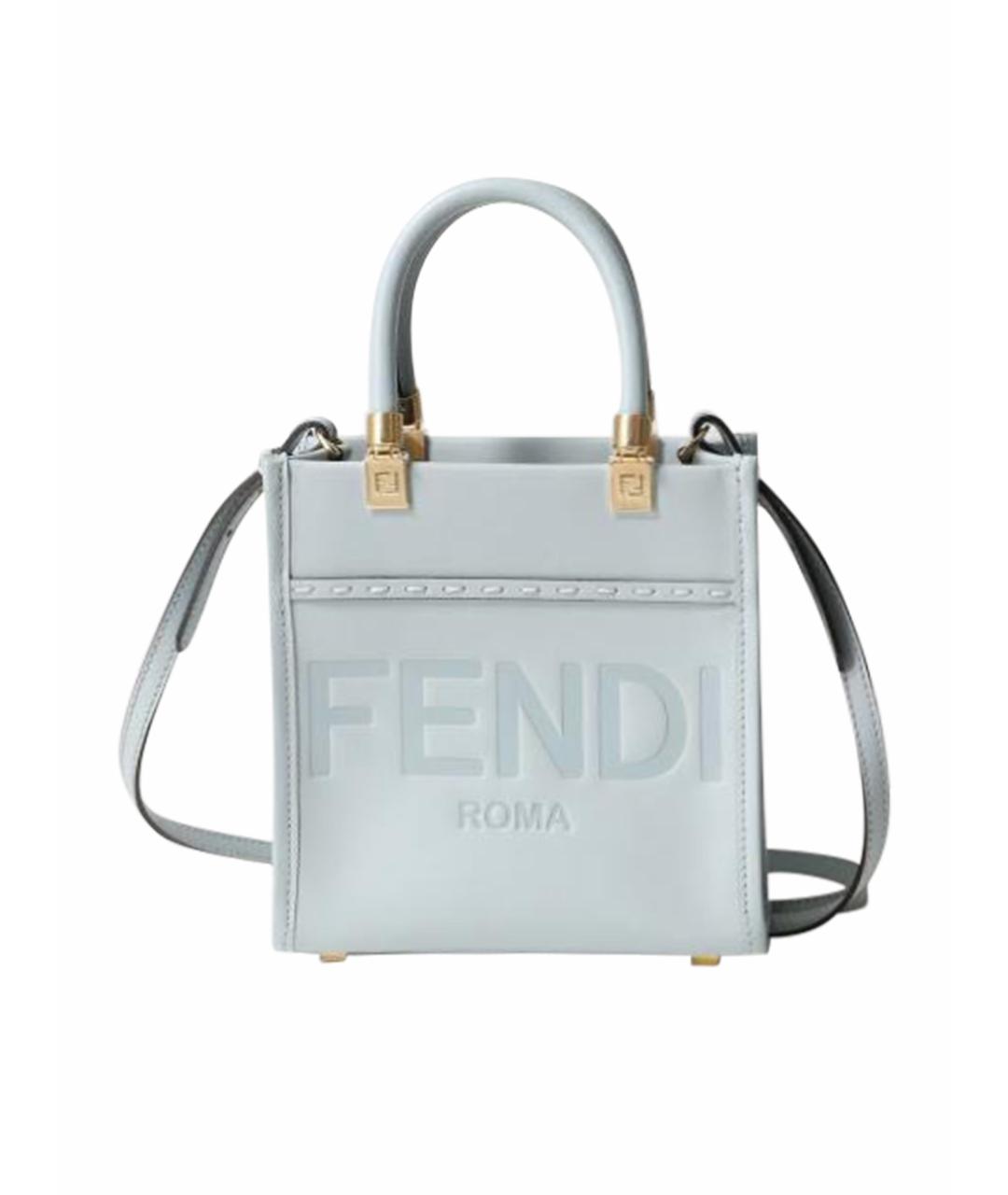 FENDI Голубая кожаная сумка тоут, фото 1