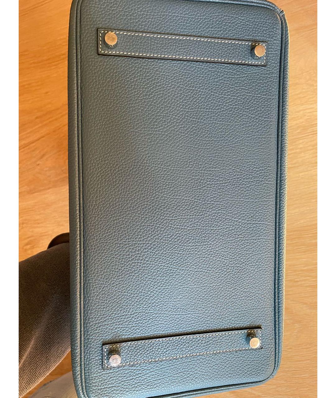 HERMES PRE-OWNED Голубая кожаная сумка с короткими ручками, фото 5