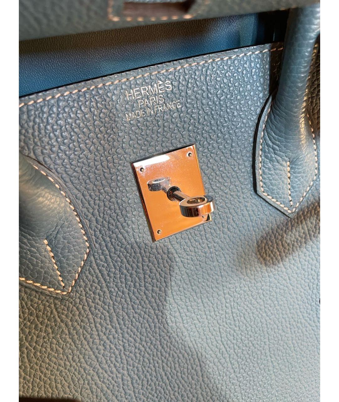 HERMES PRE-OWNED Голубая кожаная сумка с короткими ручками, фото 4