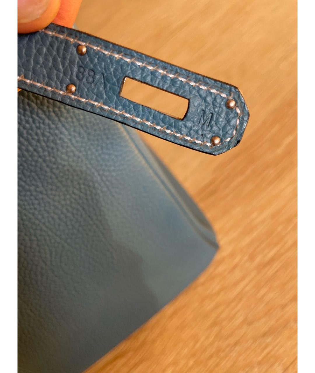 HERMES PRE-OWNED Голубая кожаная сумка с короткими ручками, фото 7