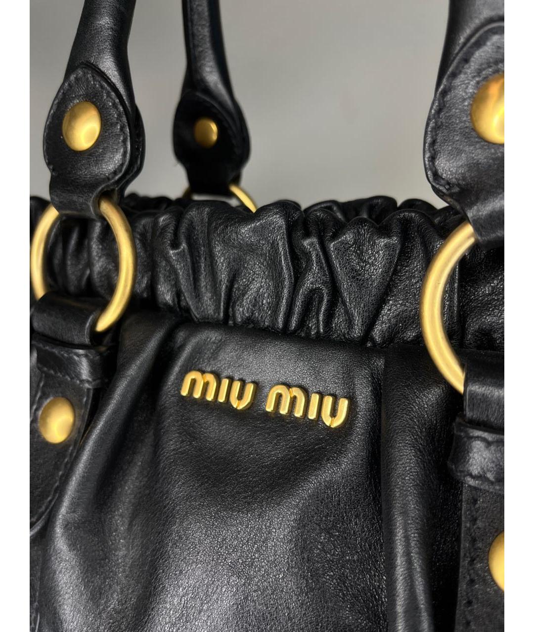 MIU MIU Черная кожаная сумка с короткими ручками, фото 8